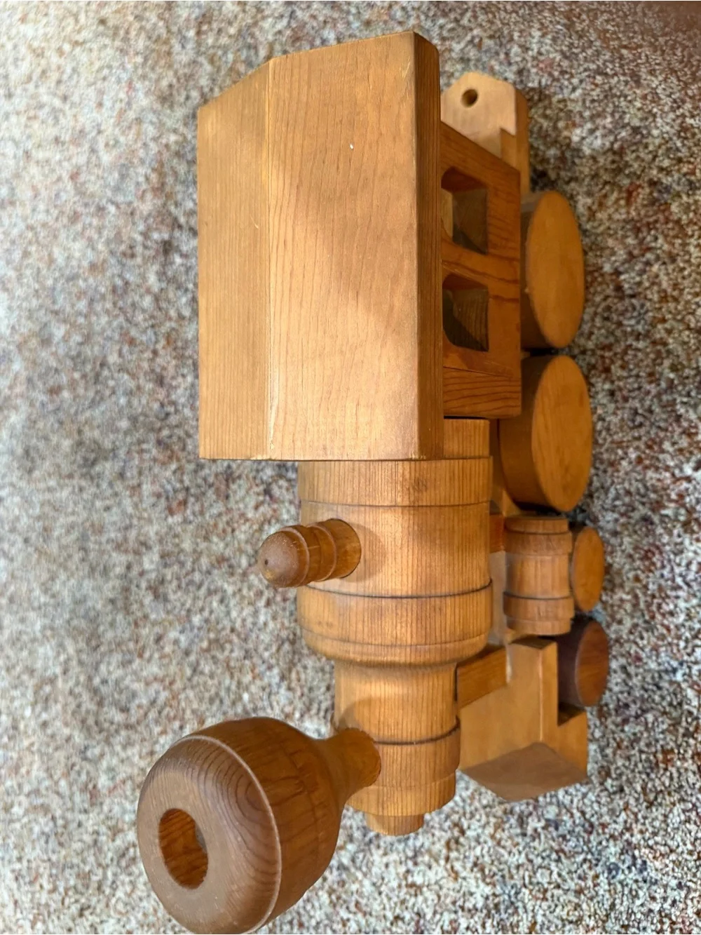 Handcrafted Natural Wood Toy Train Set - Brown Wooden Kids Train